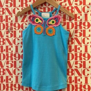 Lemon Loves Lime Blue Crochet Butterfly Tank, NEW WITH TAGS, Size 2T